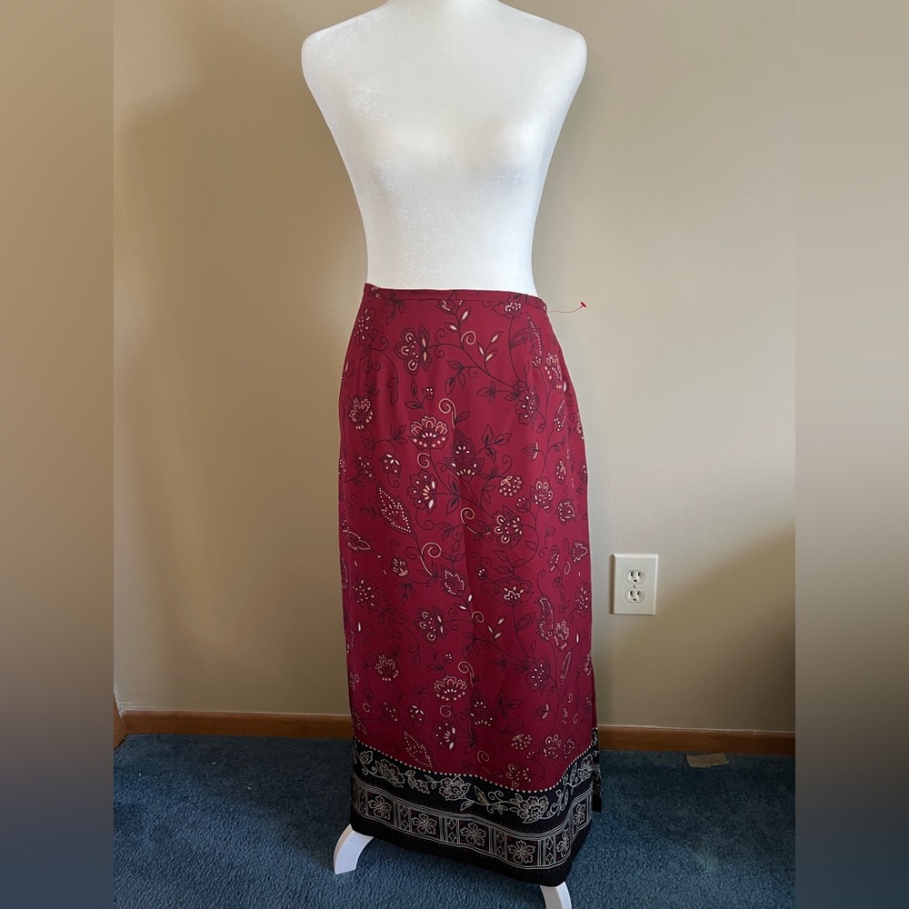 Style&Co Maroon Flower Ankle Length Skirt